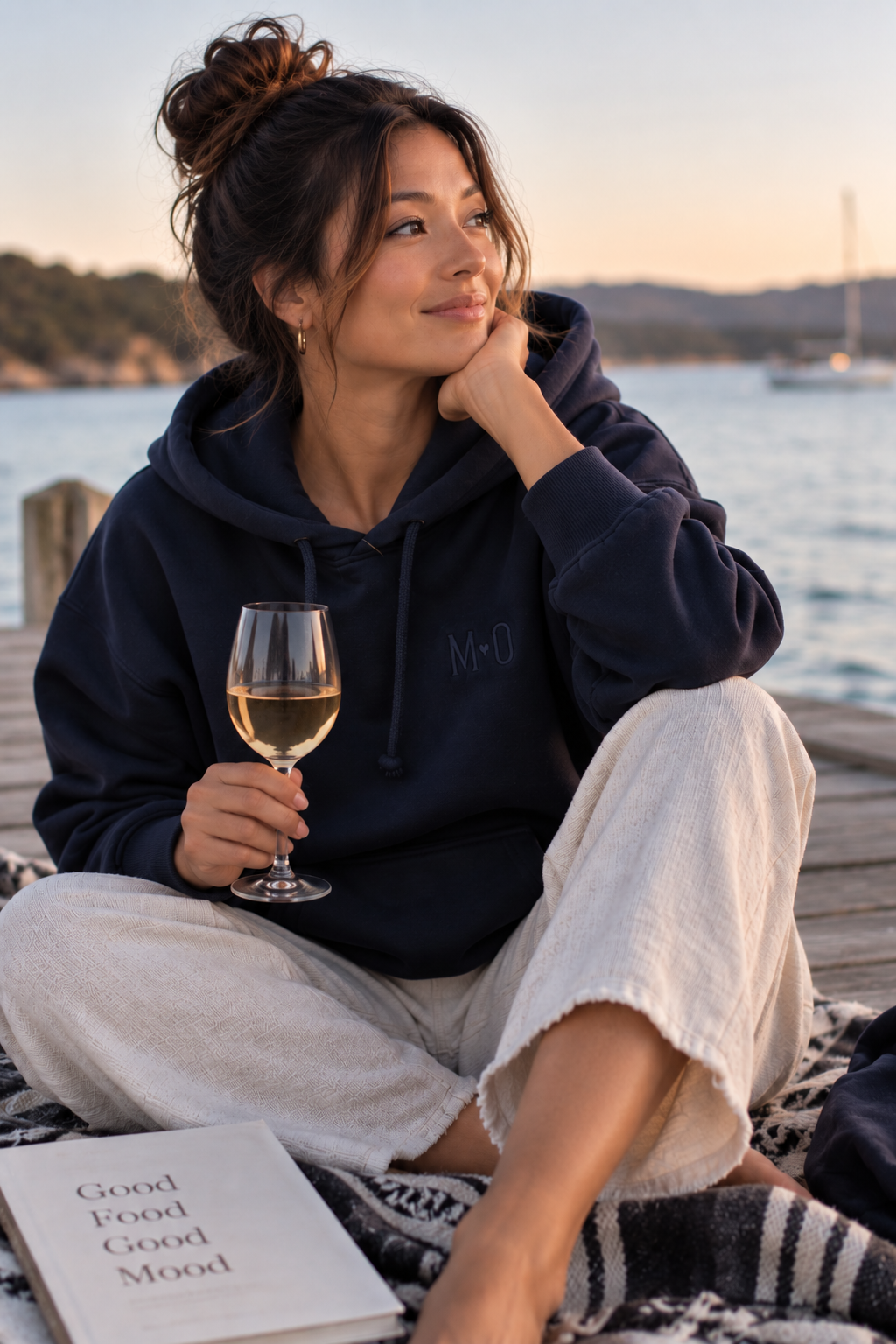 MO Living Tonal Embroidered Hoodie